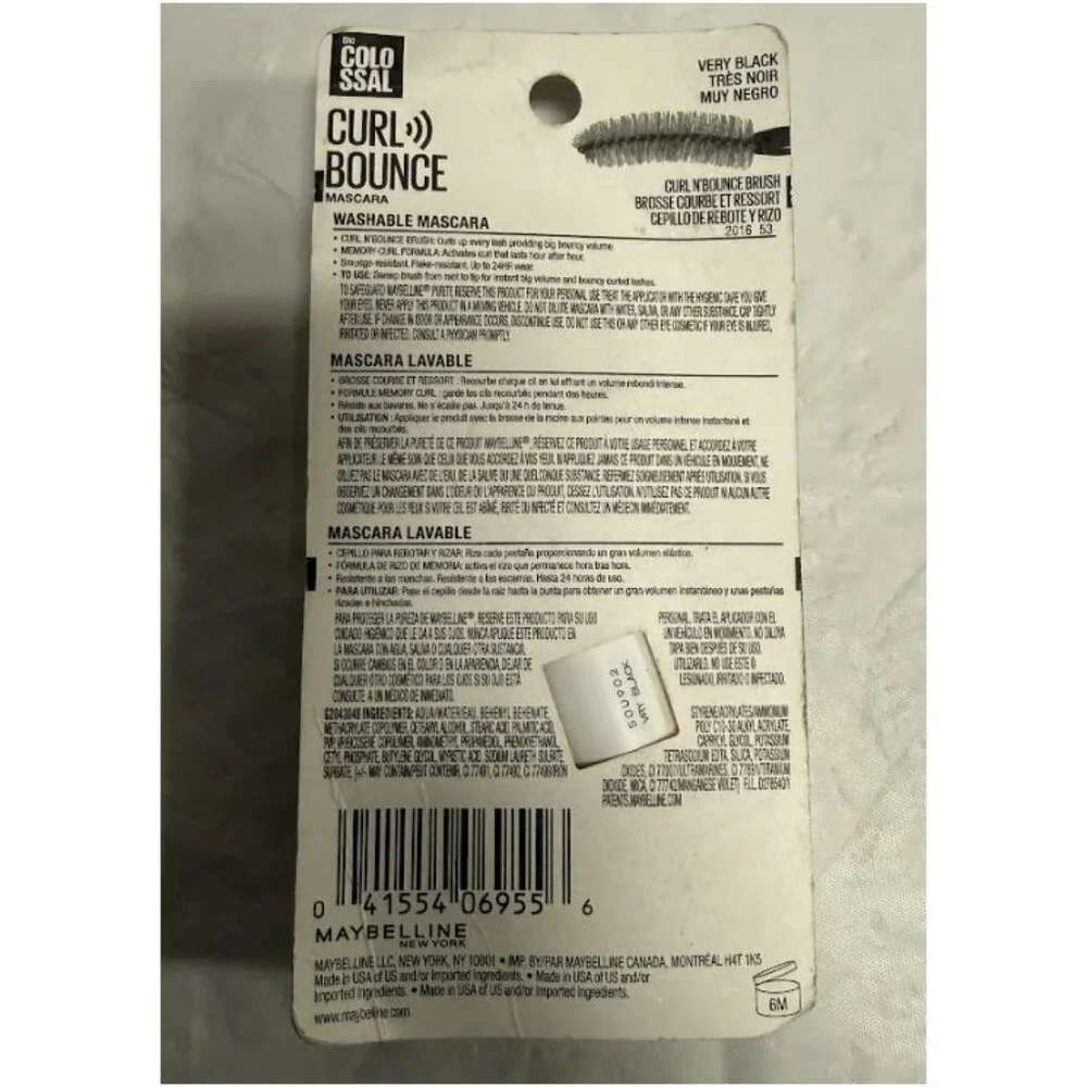 Maybelline Colossal Curl Bounce Washable Mascara 355 Very Black 10 ML